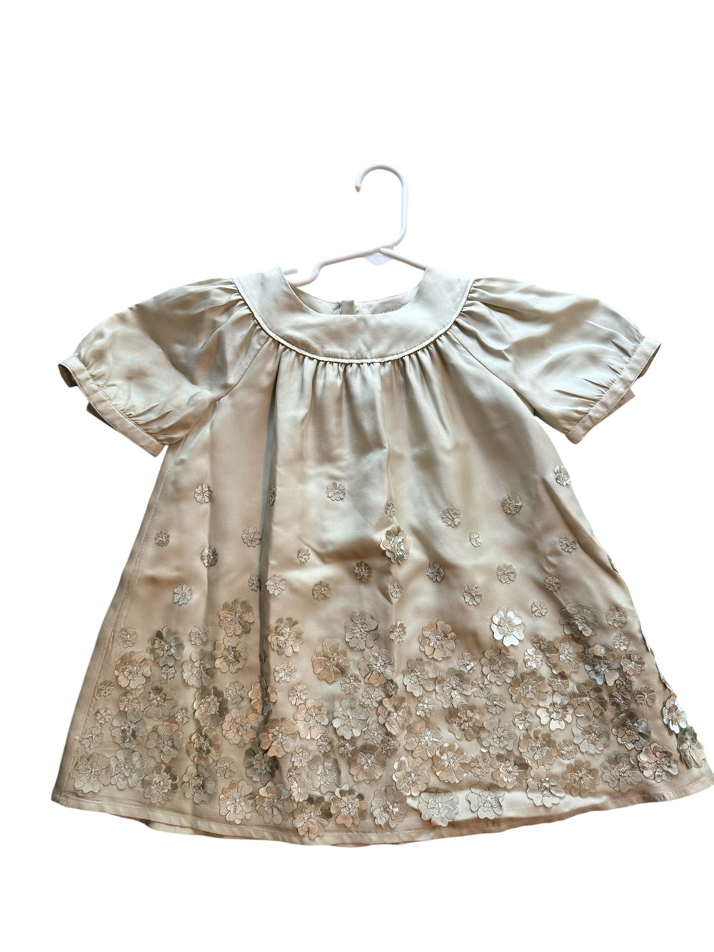 Girls Pale Green Floral Embroidered Dress